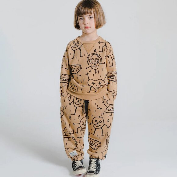 Nununu Kids Goofy Skull Print Sweatpants Joggers in Mocha size 6 7 - Picture 15 of 15